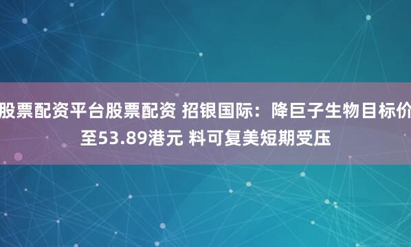 股票配资平台股票配资 招银国际：降巨子生物目标价至53.89港元 料可复美短期受压